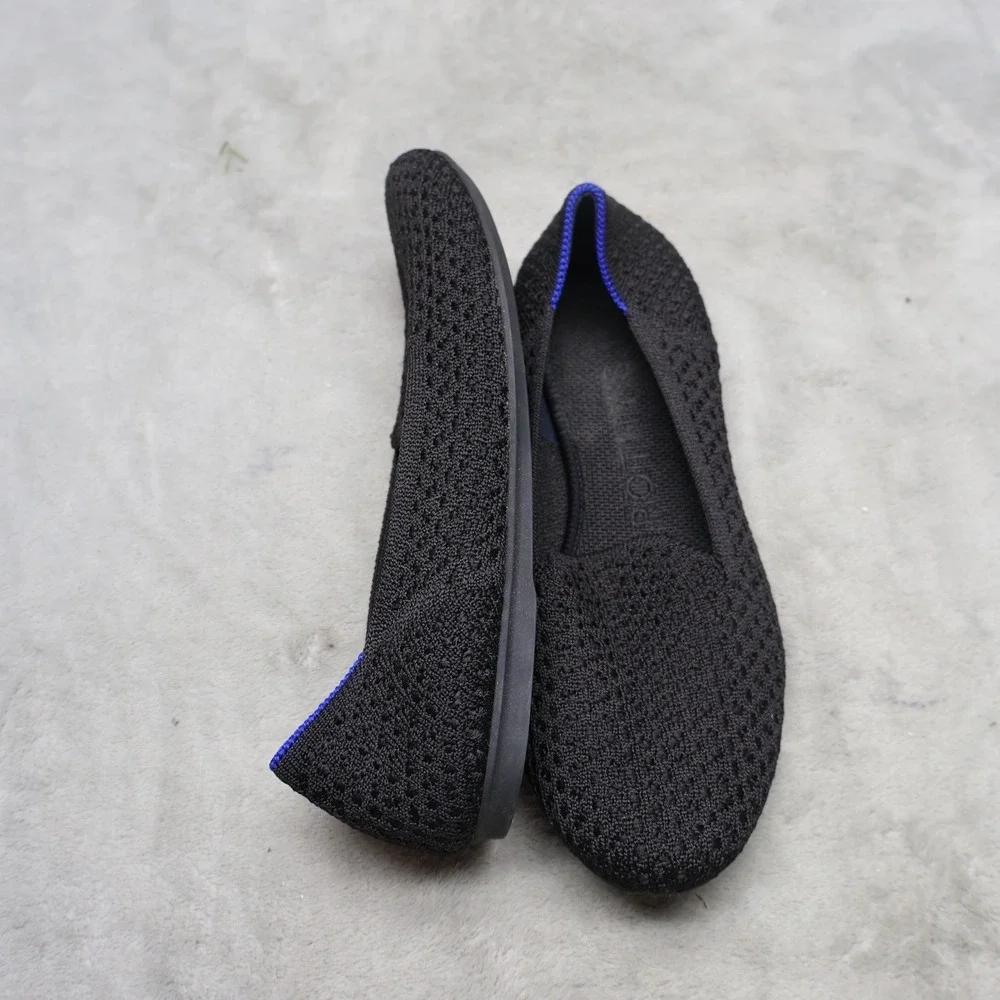 Rothys Women 6 Flats Shoes Black The Loafer Knit‎ Sustainable Slip On Everyday